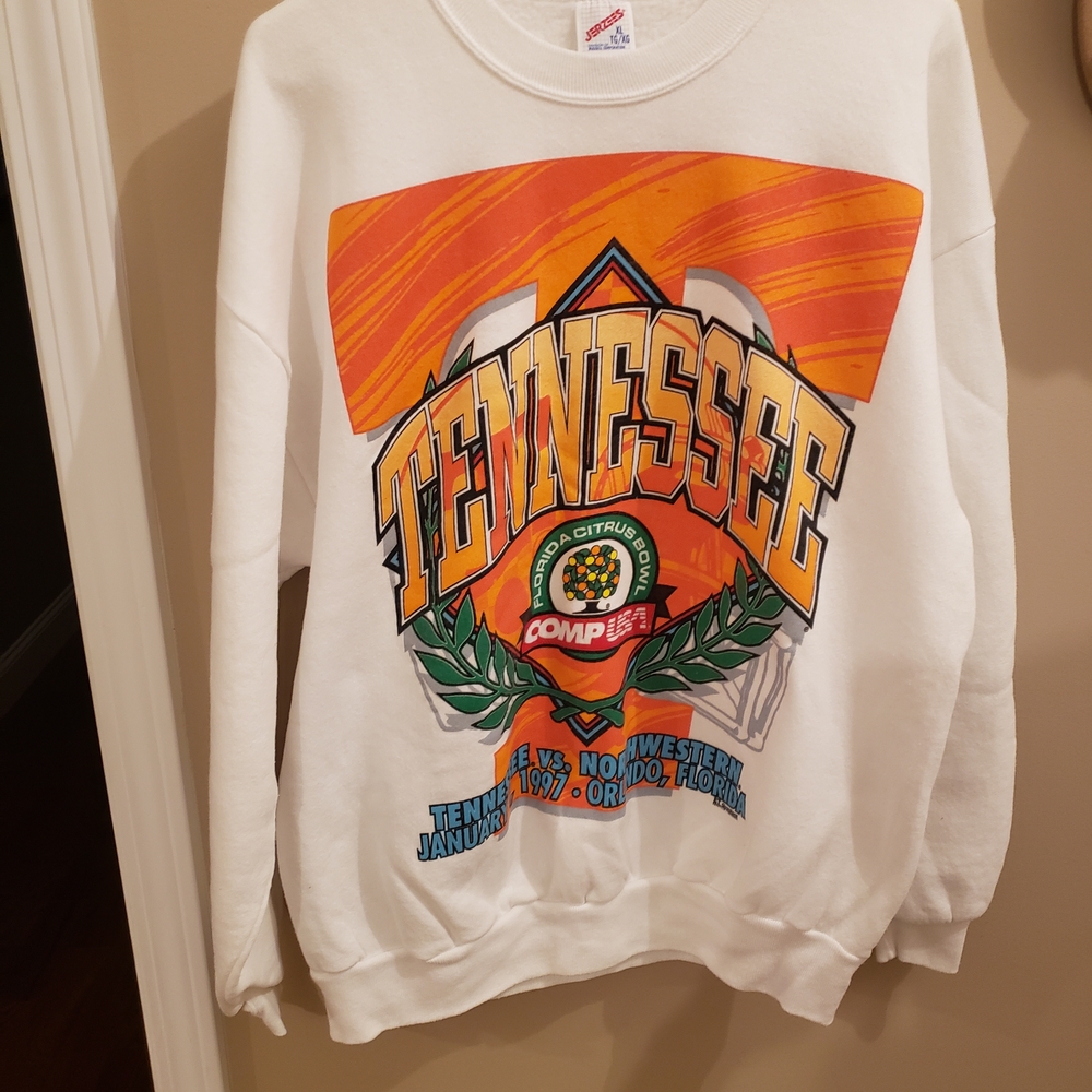 Jerzees White Sweatshirt with Orange Graphic